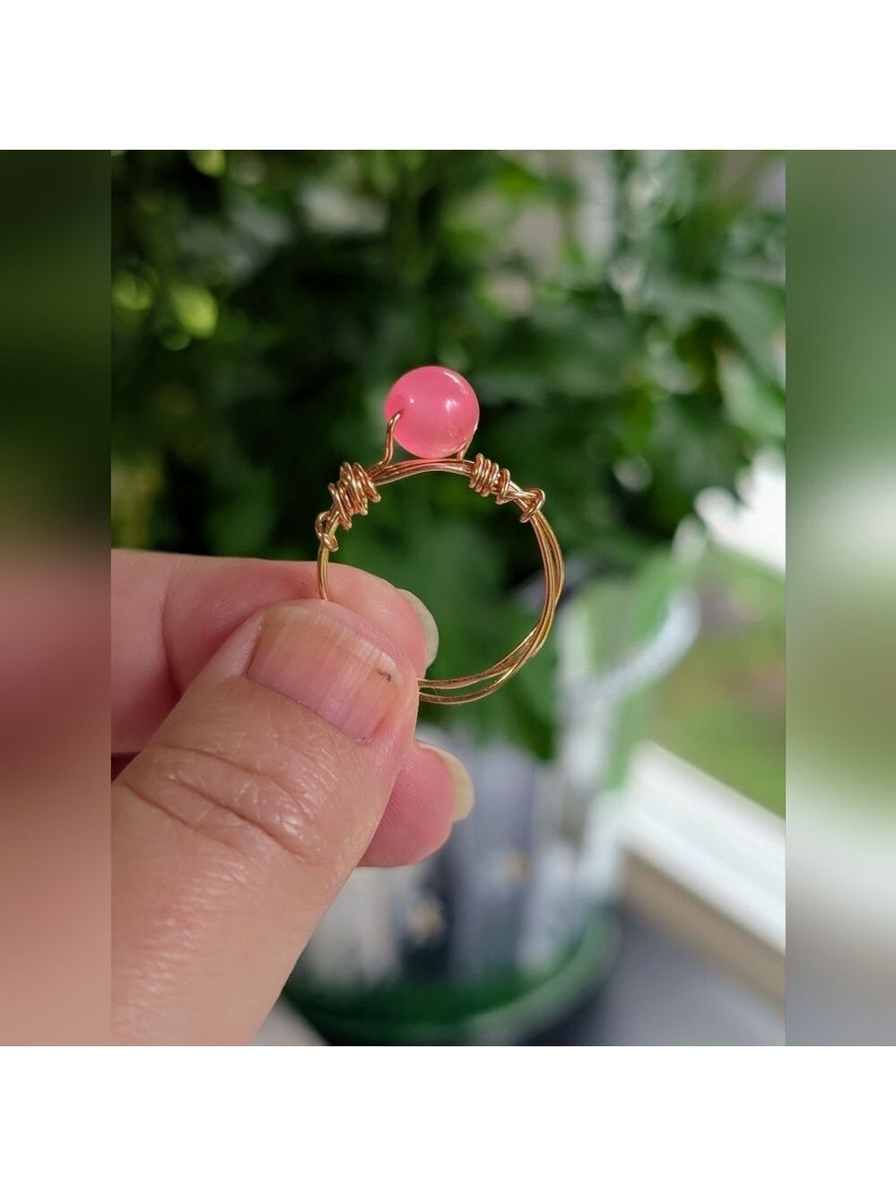 Perfectly Imperfect Pink Wire-Wrapped Ring Size 9